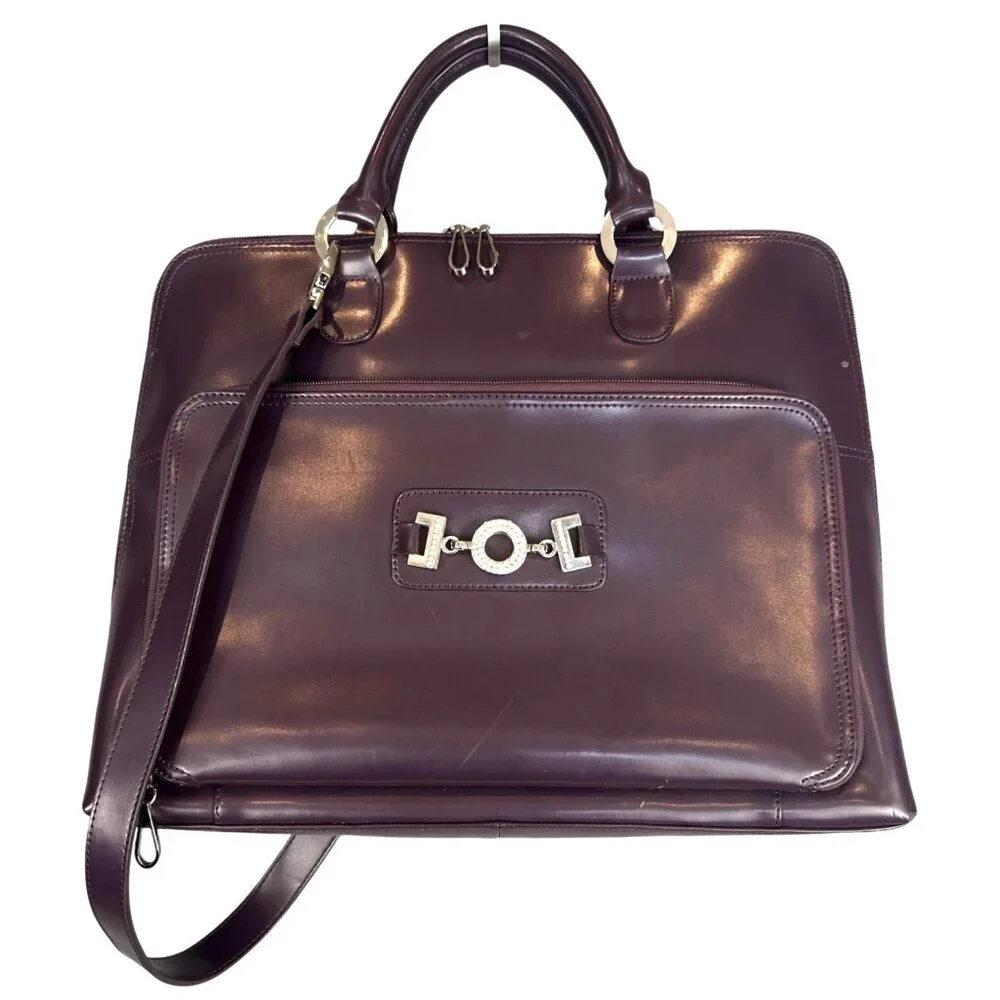 Metro Chic JEMA Laptop Tote Purse Dual Handles Detachable Strap Deep Purple